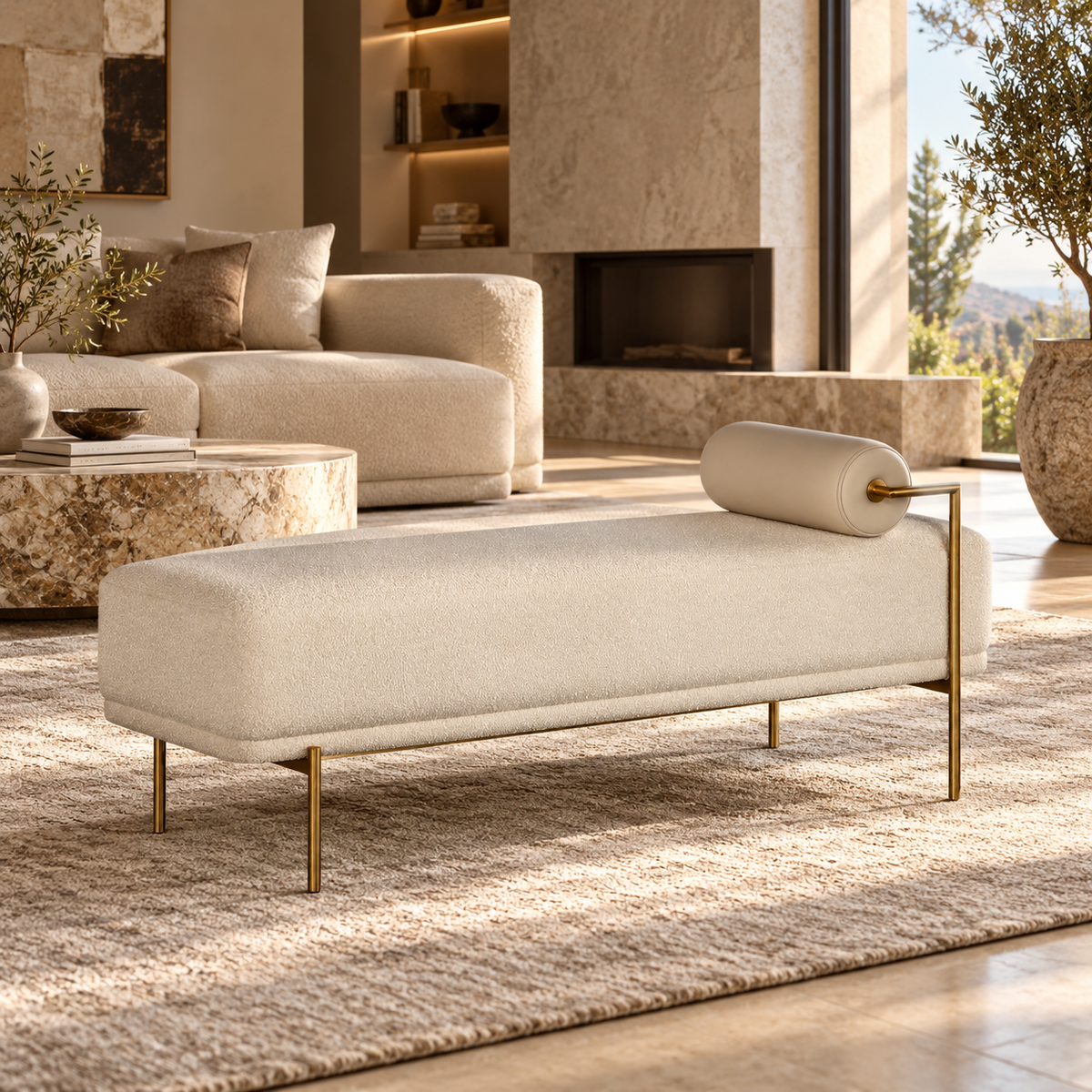 Seraphine Gold Accent Ottoman