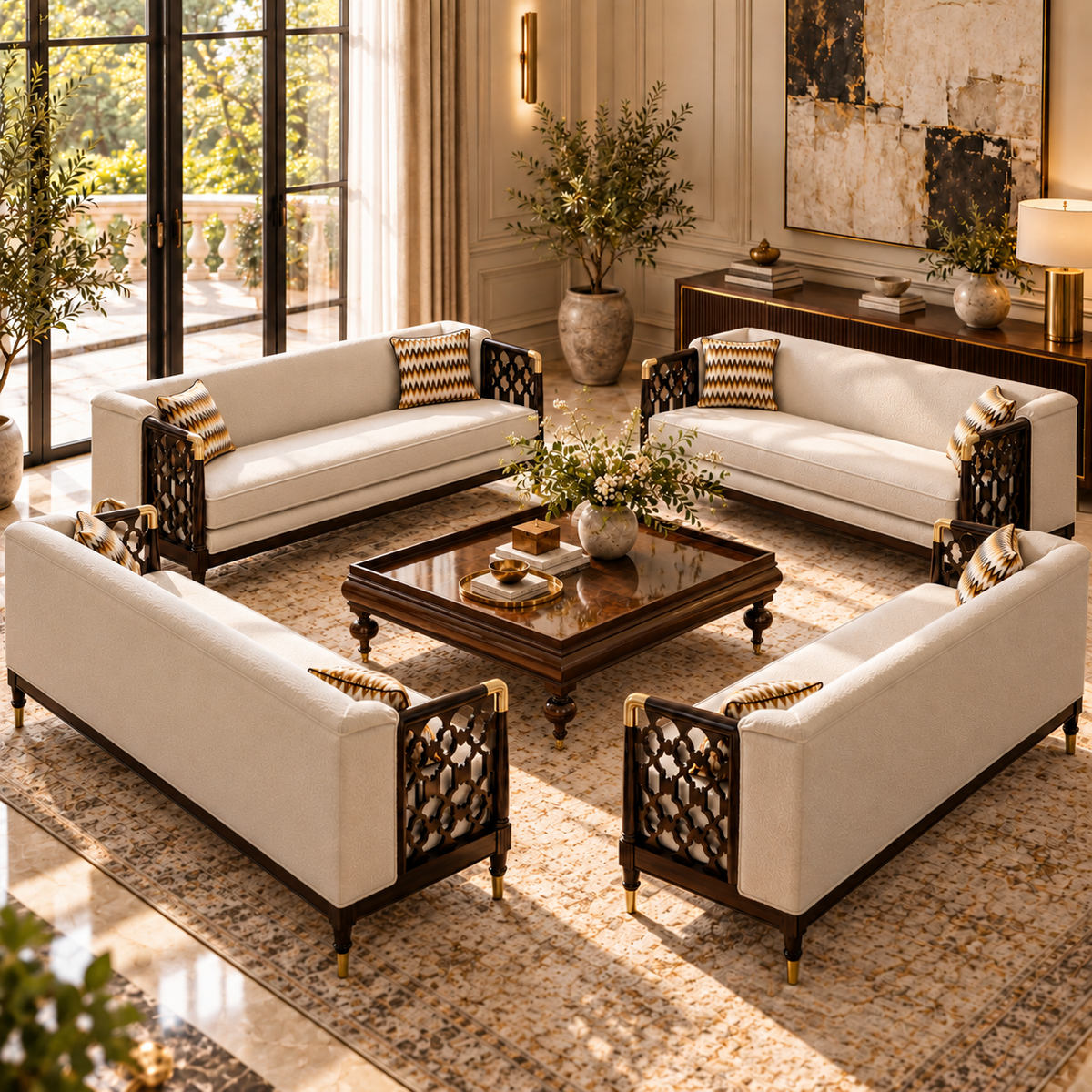 Casablanca Carved Lattice Sofa Set