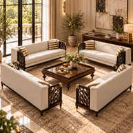 Casablanca Carved Lattice Sofa Set