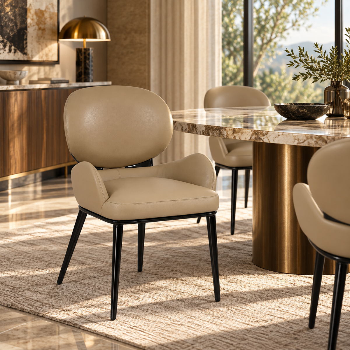 Aveline Sculptural Dining Chair – Taupe
