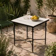 Florentine Iron with Marble Outdoor Dining Table