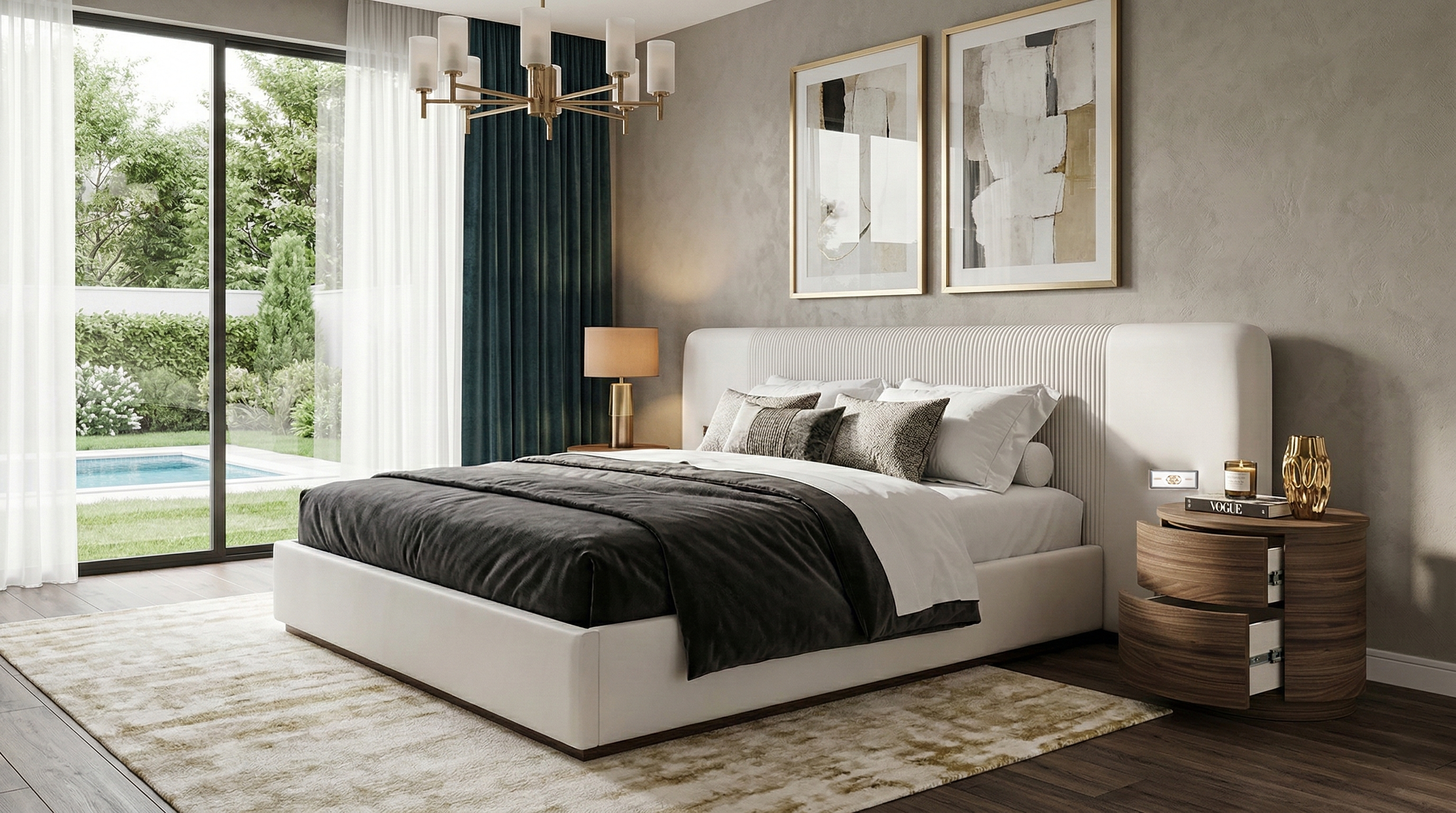 Orion Flute Upholstered Bed