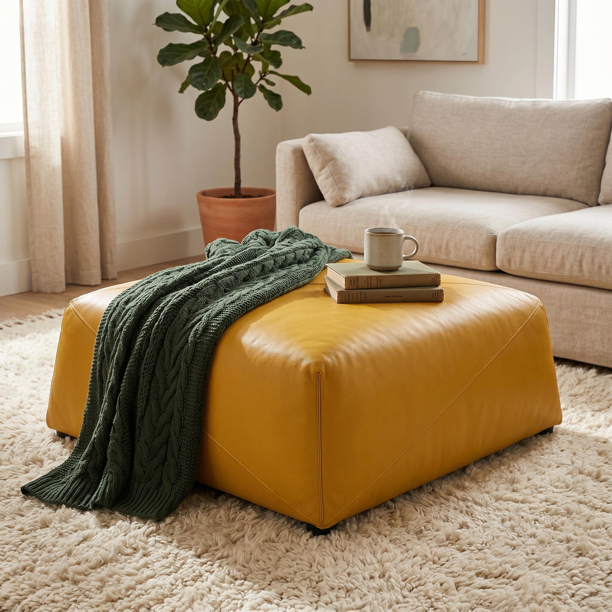 Lumina Tailored Leather Pouf